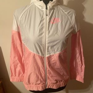 Girls pink and white Nike Windbreaker (large)